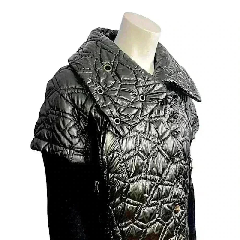 LAFLAMME FOURRURE GLOSSY QUILTED TRENCH GORGEOUS COAT SLEEVES SIZE M - Picture 3 of 16